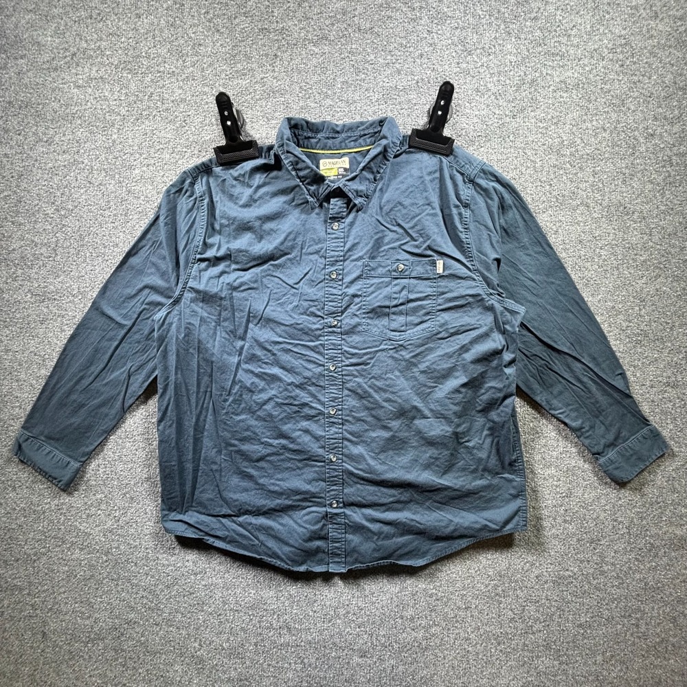 Magellan Button-Up Shirt Men's 3XL Blue Cotton Classic Workwear Travel Stretch